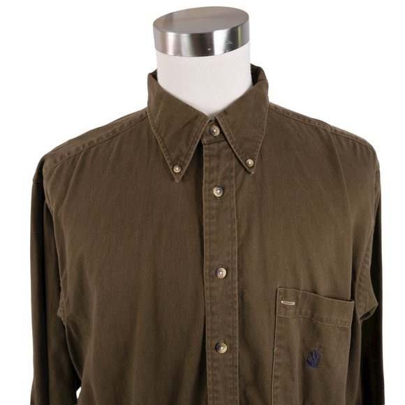 Vintage Nautica Men's XL Long Sleeve Button Down Shirt Brown - Picture 1 of 11